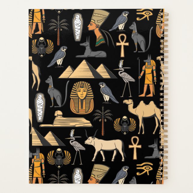 Ägyptisches Hieroglyphen-Symbol-Muster Hintergrund Planer (Rückseite)