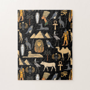Ägyptisches Hieroglyphen-Symbol-Muster Hintergrund Puzzle