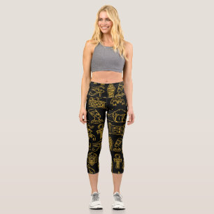 Ägyptisches Hieroglyphisches Symbol-Muster Capri Leggings