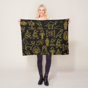 Ägyptisches Hieroglyphisches Symbol-Muster Fleecedecke