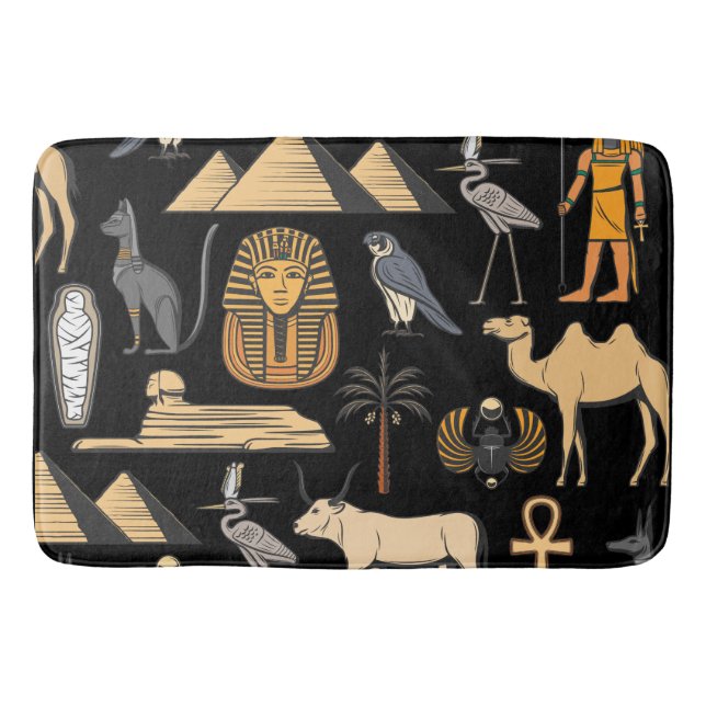 Ägyptisches Hieroglyphisches Symbol Muster Hinterg Badematte (Vorderseite)