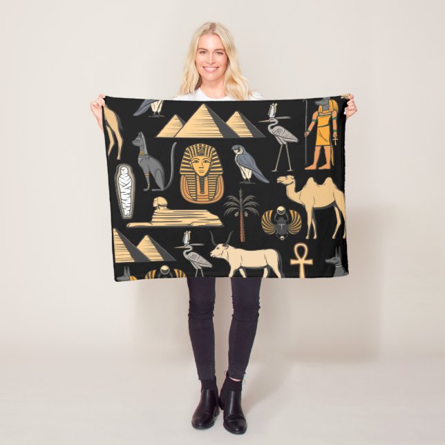 Ägyptisches Hieroglyphisches Symbol Muster Hinterg Fleecedecke (Beispiel)