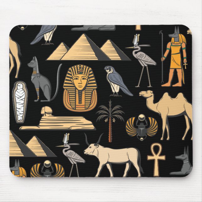 Ägyptisches Hieroglyphisches Symbol Muster Hinterg Mousepad (Vorne)