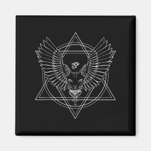 Ägyptisches Horusaugen und Katze mit Flügelnuss ob Magnet