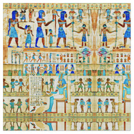 Ägyptisches Muster Blau, Türkis, Gelb Stoff