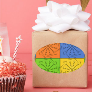 ägyptisches Nahtloses Set Ovaler Aufkleber