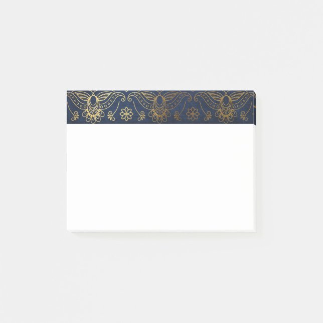 Ägyptisches Pfau-Gold u. Mitternachtsblau Post-it Klebezettel (Vorderseite)
