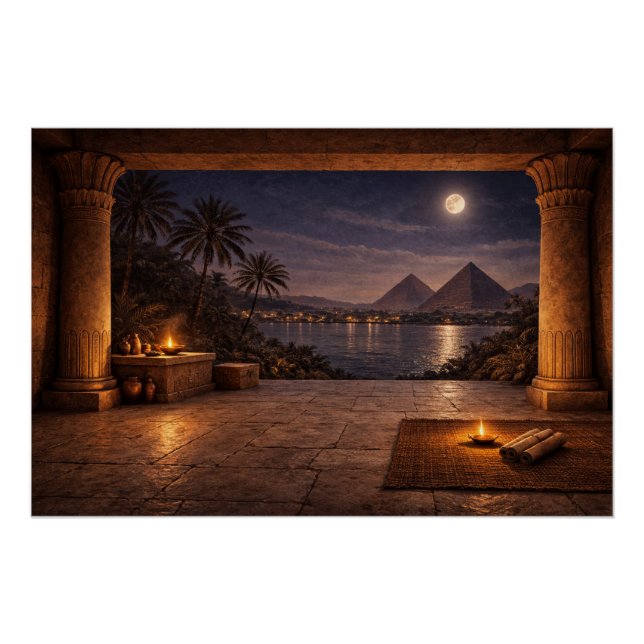 Ägyptisches Pyramidenplakat bei Mondlicht Poster (Vorderseite)