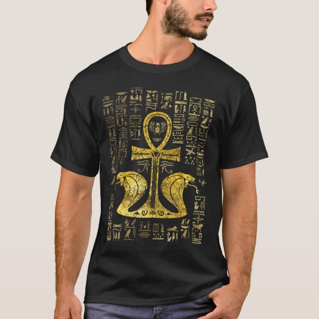 Ägyptisches Querankh mit Uraeus die Kobra T-Shirt (Vorderseite)