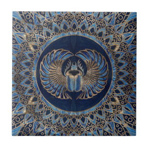 Ägyptisches Scarabäus-Käfer-Gold und blauer Marmor Fliese