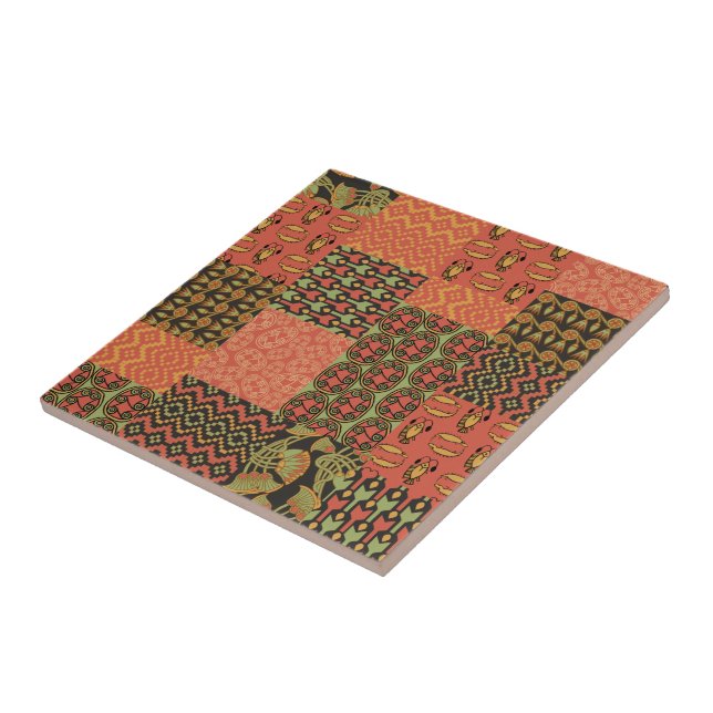 Ägyptisches Tribal-Faux-Patchwork-Keramikfliese Fliese (Seite)