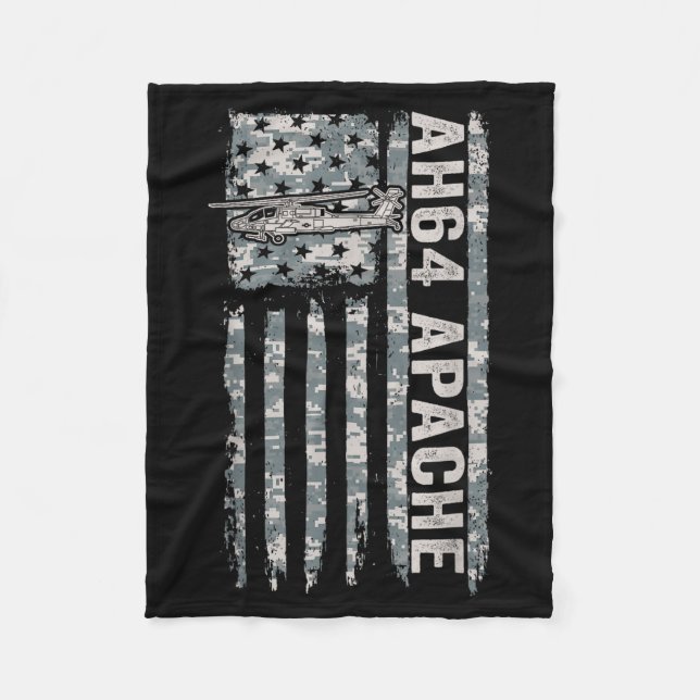 Ah-64 Apache amerikanische Flagge Hubschrauber Cam Fleecedecke (Vorderseite)