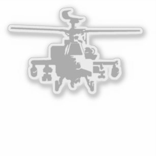AH-64 Apache Frontal View Gray Sticker