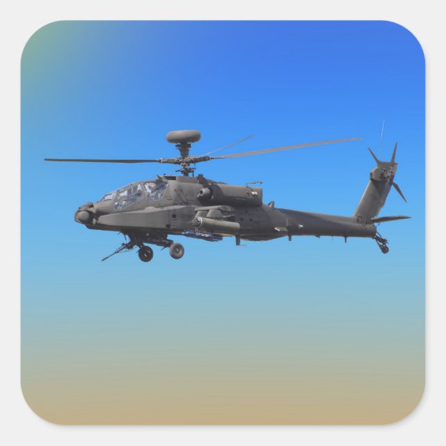 AH-64 Apache-Hubschrauber Quadratischer Aufkleber (Vorderseite)