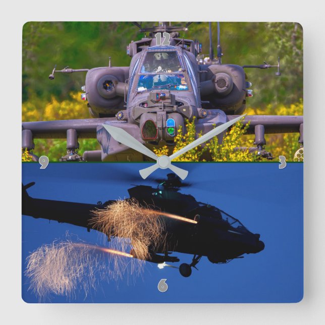 AH-64E APACHE GUARDIAN QUADRATISCHE WANDUHR (Vorderseite)