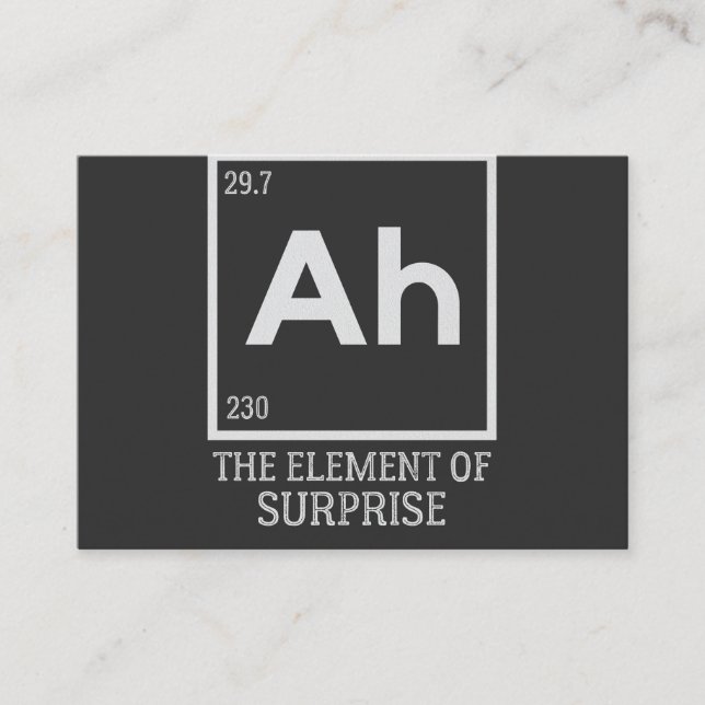 Ah das Element der Überraschungen Visitenkarte (Vorderseite)