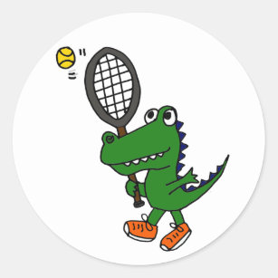 AH lustiger Alligator, der Tennis spielt Runder Aufkleber