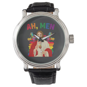 Ah Männer Funny LGBT Gay Pride Jesus Christlich Armbanduhr