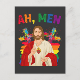Ah Männer Funny LGBT Gay Pride Jesus Christlich Einladungspostkarte