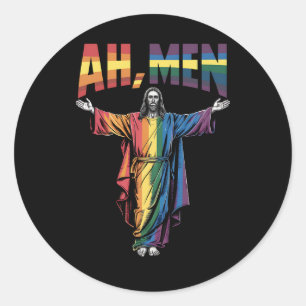 Ah Männer Funny LGBT Gay Pride Jesus Christlich Runder Aufkleber