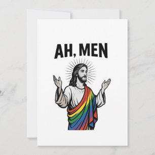 Ah Männer Funny LGBT Gay Pride Jesus Rainbow Einladung