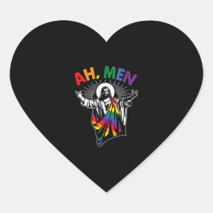 Ah Männer Funny LGBT Gay Pride Jesus Rainbow Flag Herz-Aufkleber