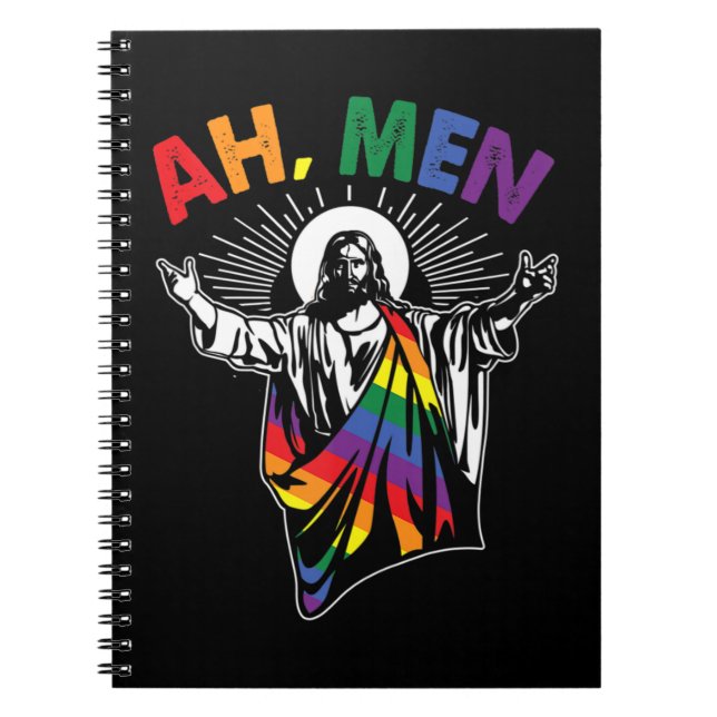 Ah Männer Funny LGBT Gay Pride Jesus Rainbow Flag  Notizblock (Vorderseite)