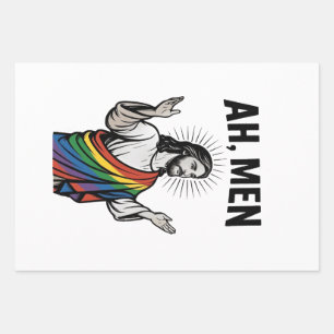 Ah Männer Funny LGBT Gay Pride Jesus Rainbow Geschenkpapier Set