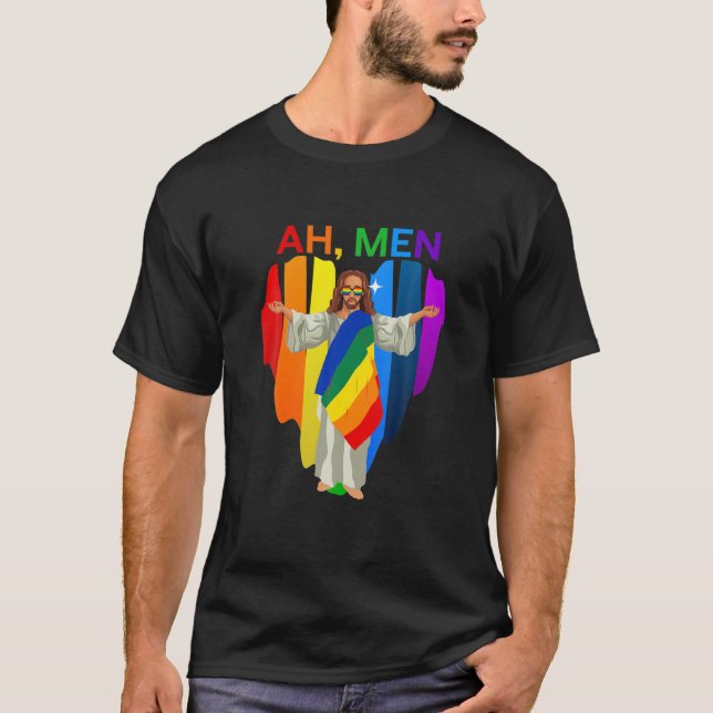 Ah Männer Gay Jesus schamlosen Prix LGBT T-Shirt (Vorderseite)