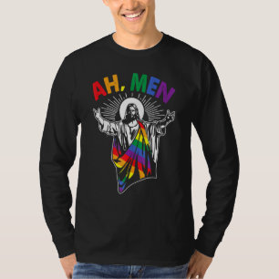 Ah Männer Gay Pride Jesus Regenbogenflagge Christl T-Shirt