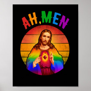 Ah Männer LGBT Gay Pride Jesus Rainbow Christlich Poster