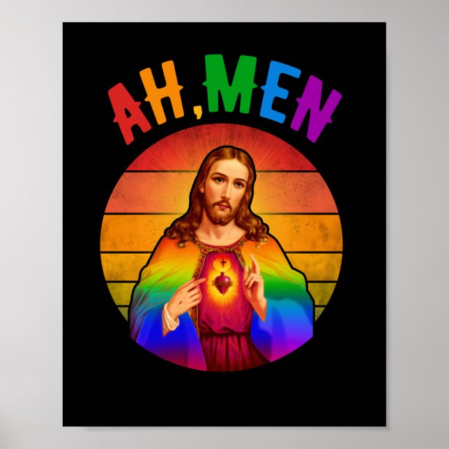 Ah Männer LGBT Gay Pride Jesus Rainbow Christlich Poster (Vorne)