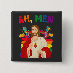 Ah Männer Lustig LGBT Gay Pride Jesus Christlich Button
