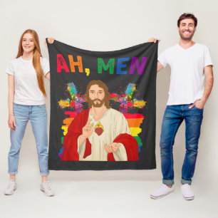 Ah Männer lustige LGBT Gay Pride Jesus Christlich Fleecedecke