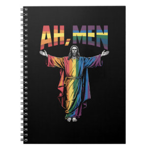 Ah Männer lustige LGBT Gay Pride Jesus Christlich Notizblock