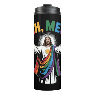 Ah Männer lustiger Jesus LGBTQ Schwulenstolz Regen Thermosbecher