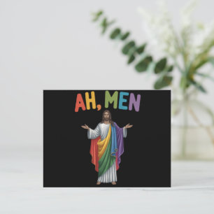 Ah Männer Lustiger LGBT Gay Pride Jesus Regenbogen Postkarte