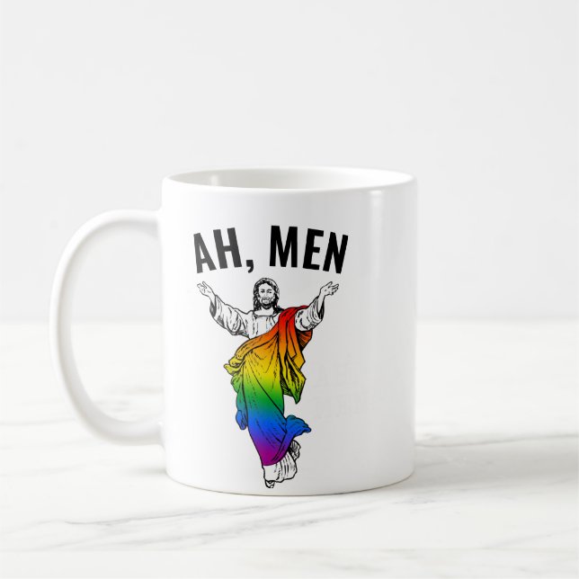 Ah Männer - Lustiges Jesus-Meme Kaffeetasse (Links)