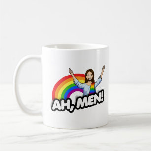 Ah Männer - Regenbogen Jesus Kaffeetasse