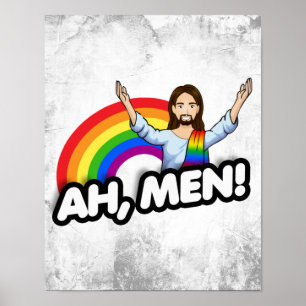 Ah Männer - Regenbogen Jesus Poster