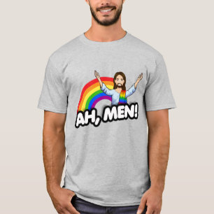 Ah Männer - Regenbogen Jesus T-Shirt
