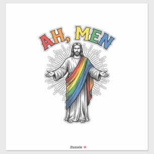 Ah Männer Regenbogen Religiös Vintage Aufkleber