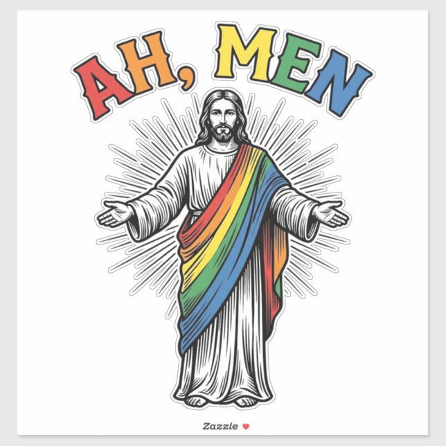 Ah Männer Regenbogen Religiös Vintage Aufkleber (Blatt)