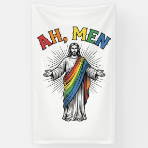 Ah Männer Regenbogen Religiös Vintage Banner