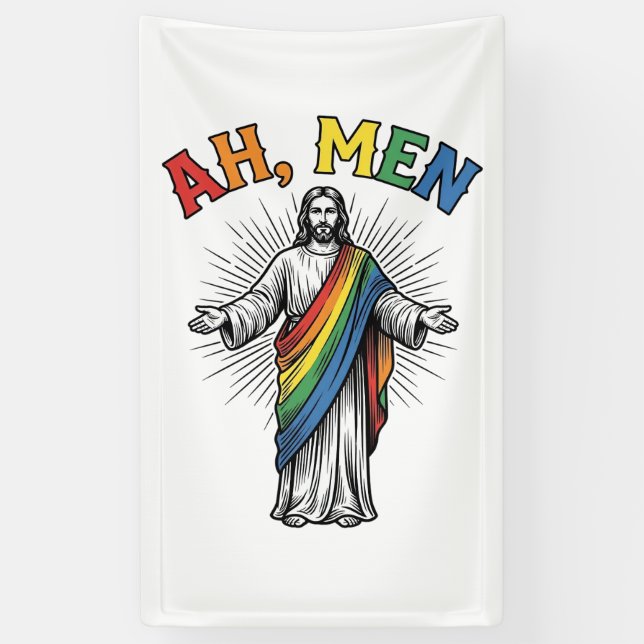 Ah Männer Regenbogen Religiös Vintage Banner (Vertikal)