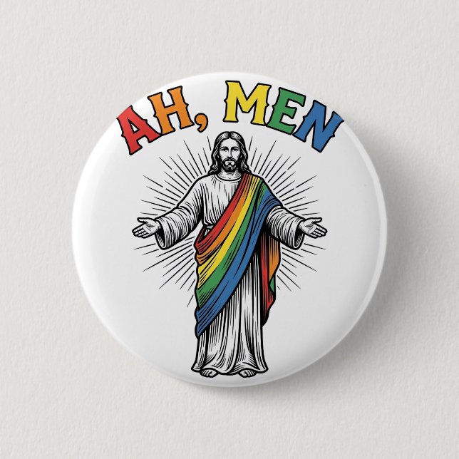 Ah Männer Regenbogen Religiös Vintage Button (Vorderseite)