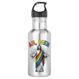 Ah Männer Regenbogen Religiös Vintage Edelstahlflasche