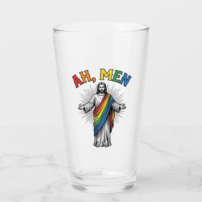 Ah Männer Regenbogen Religiös Vintage Glas (Vorderseite)