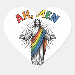 Ah Männer Regenbogen Religiös Vintage Herz-Aufkleber