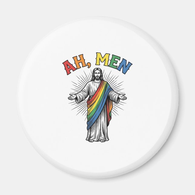 Ah Männer Regenbogen Religiös Vintage Magnet (Vorne)